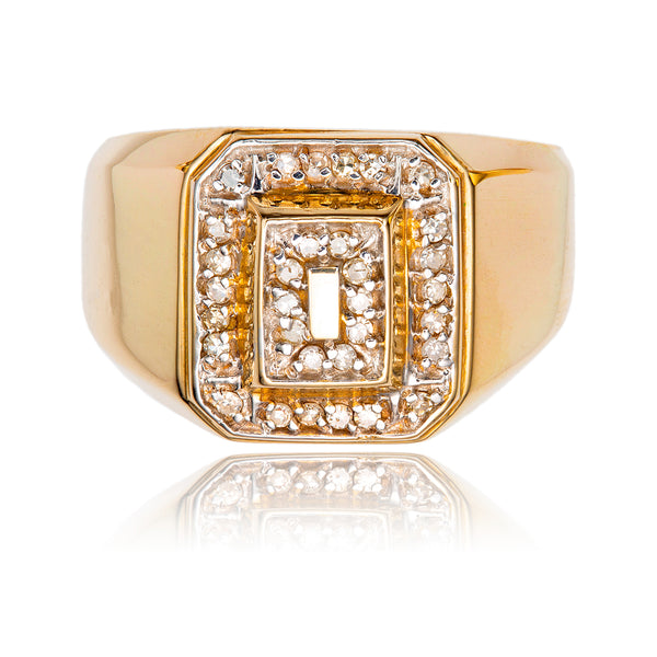 Gentlmen's 10K Yellow Gold Square Diamond Ring Default Title