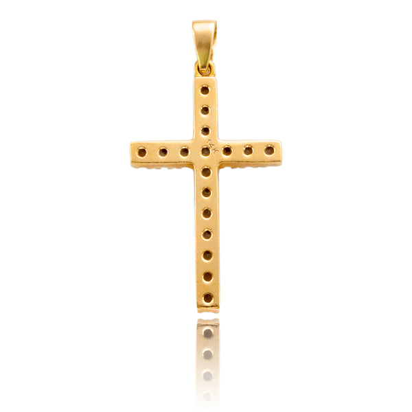 18K Yellow Gold Diamond Cross Default Title