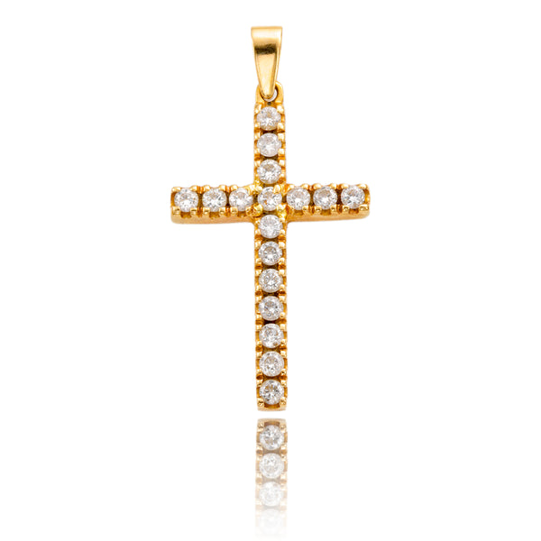 18K Yellow Gold Diamond Cross Default Title