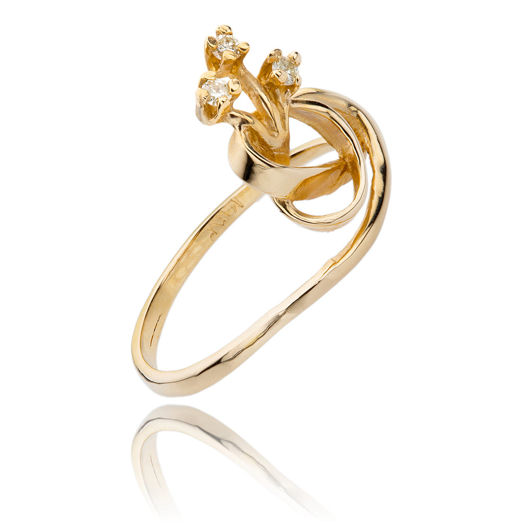 14K Yellow Gold Swirl Diamond Ring Default Title