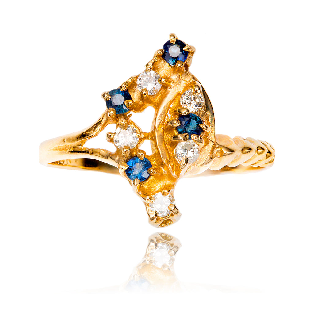 14K Yellow Gold  Sapphire & Diamond Ring Default Title