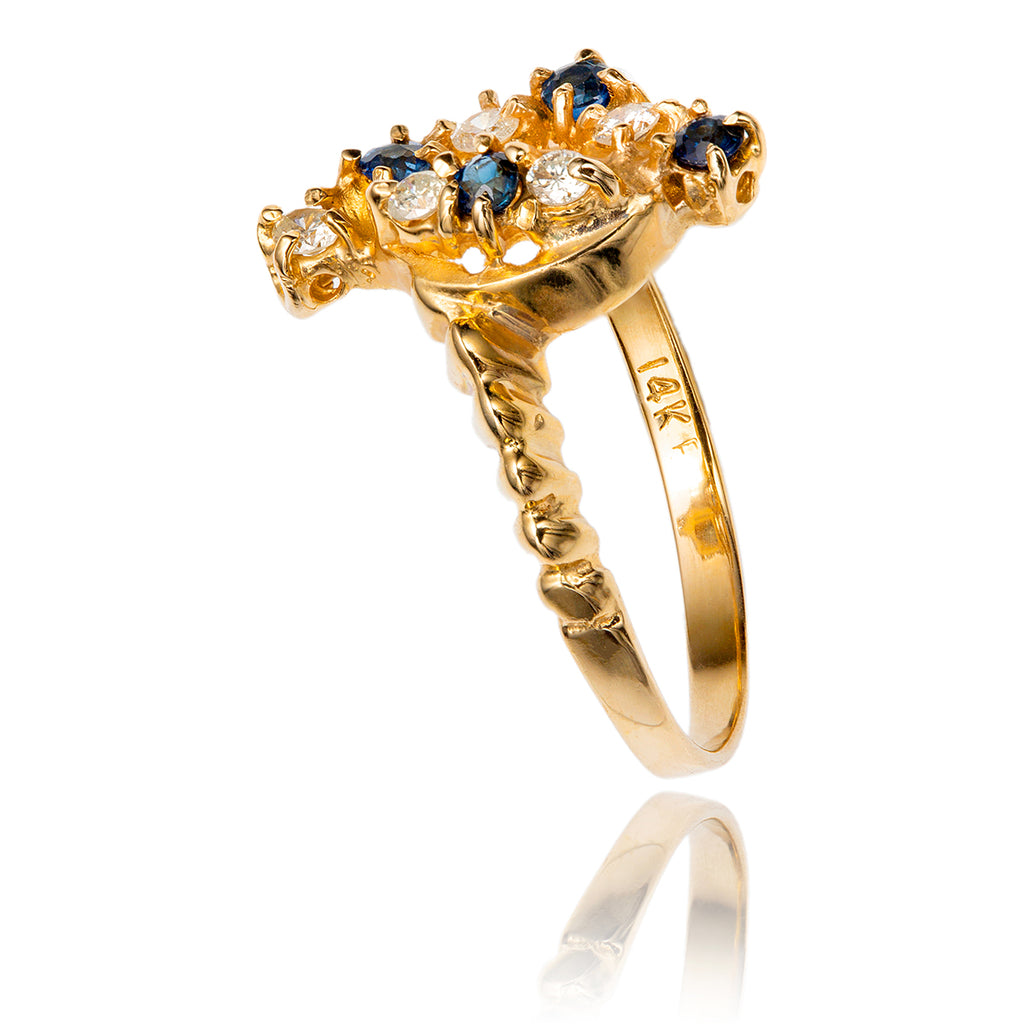 14K Yellow Gold  Sapphire & Diamond Ring Default Title