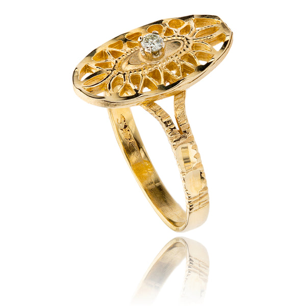 14K Yellow Gold Filigree Diamond Ring Default Title