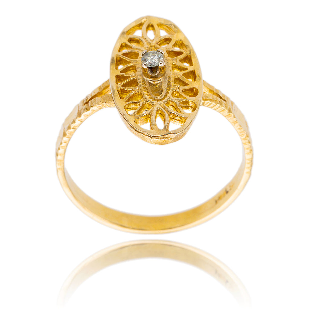 14K Yellow Gold Filigree Diamond Ring Default Title