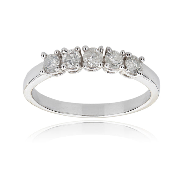 14K White Gold 5-Stone Accross Diamond Ring Default Title