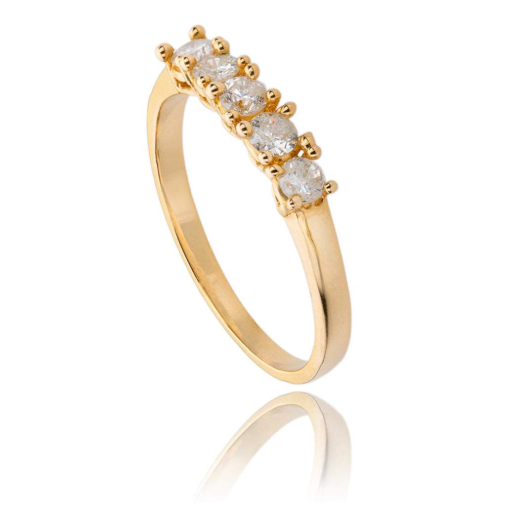 14K Yellow Gold 5-Stone Across Diamond Ring Default Title