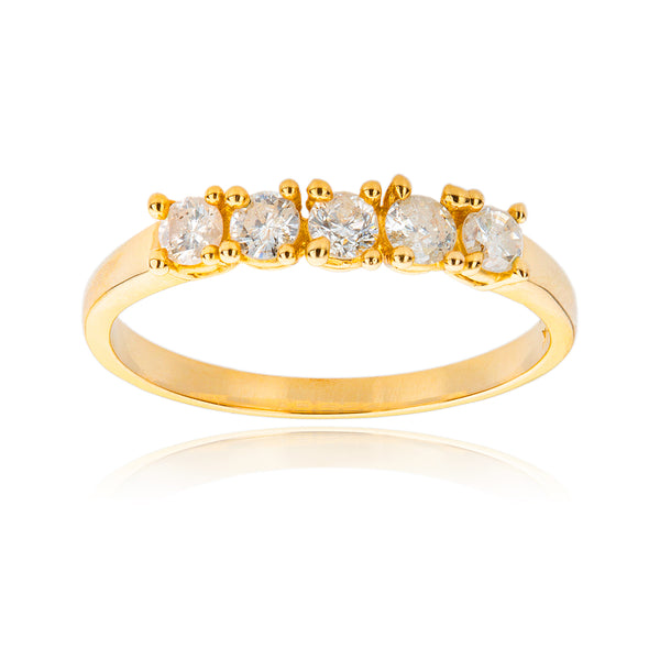 14K Yellow Gold 5-Stone Across Diamond Ring Default Title