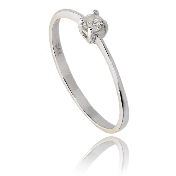 14K White Gold Diamond Solitaire Ring Default Title