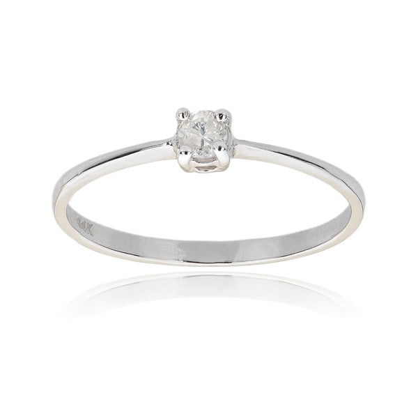 14K White Gold Diamond Solitaire Ring Default Title