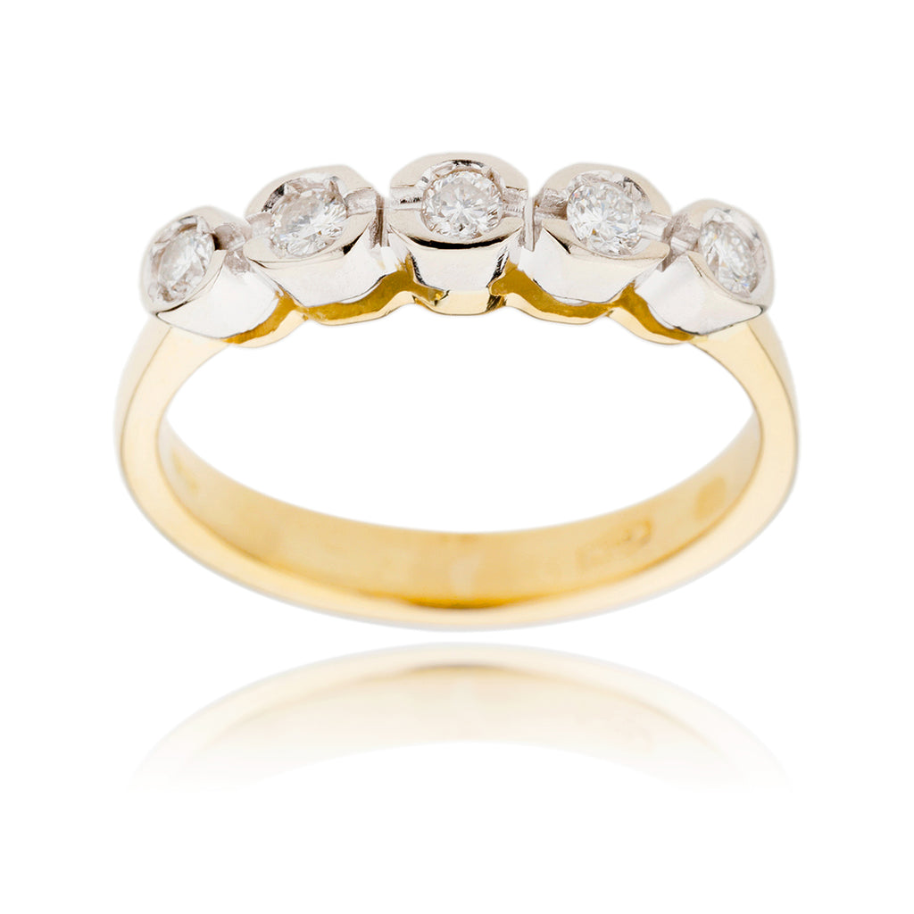 Custom 18K Yellow & White Gold 5-Stone Diamond Ring, .23ctw Default Title