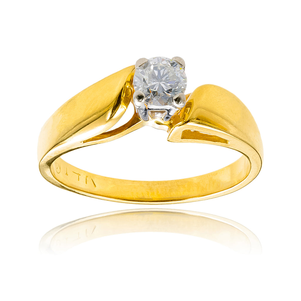 14K Yellow & White Gold .36ct Diamond Solitare Ring Default Title