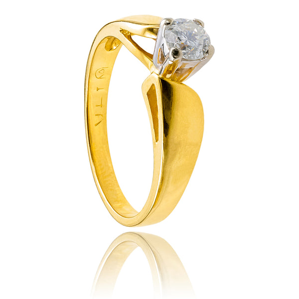 14K Yellow & White Gold .36ct Diamond Solitare Ring Default Title