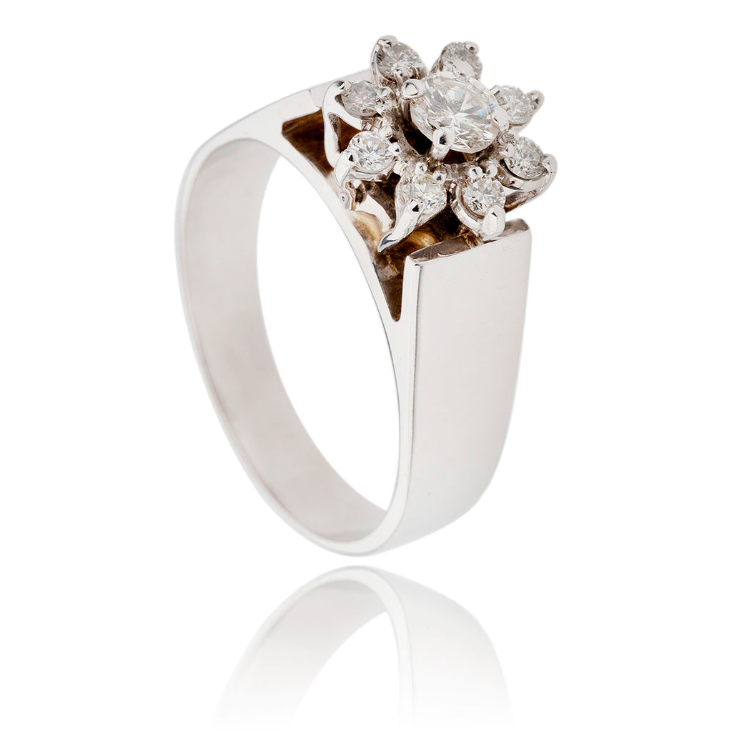 14K White Gold .64ctw Diamond Cluster Ring Default Title