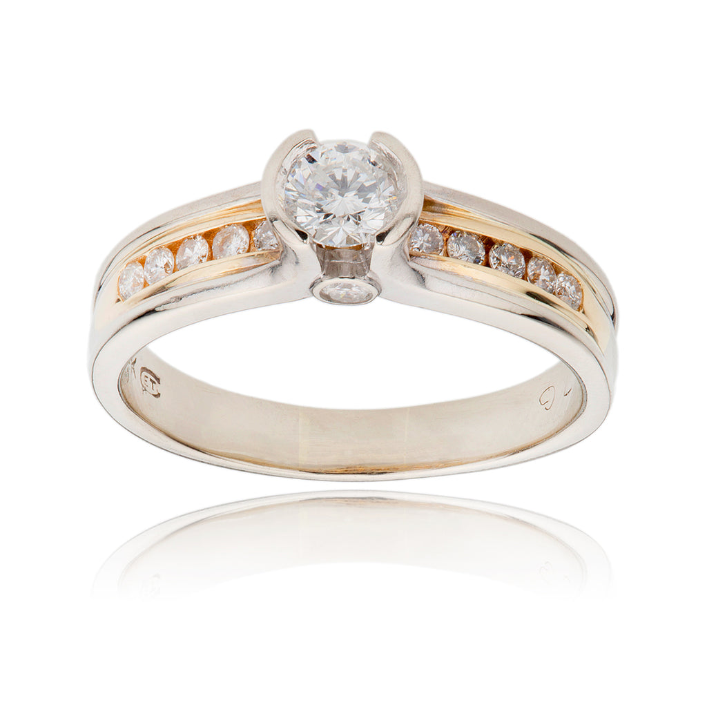 14K White & Yellow Gold .30ct Diamond Ring With Shoulder Stones, .50ctw Default Title