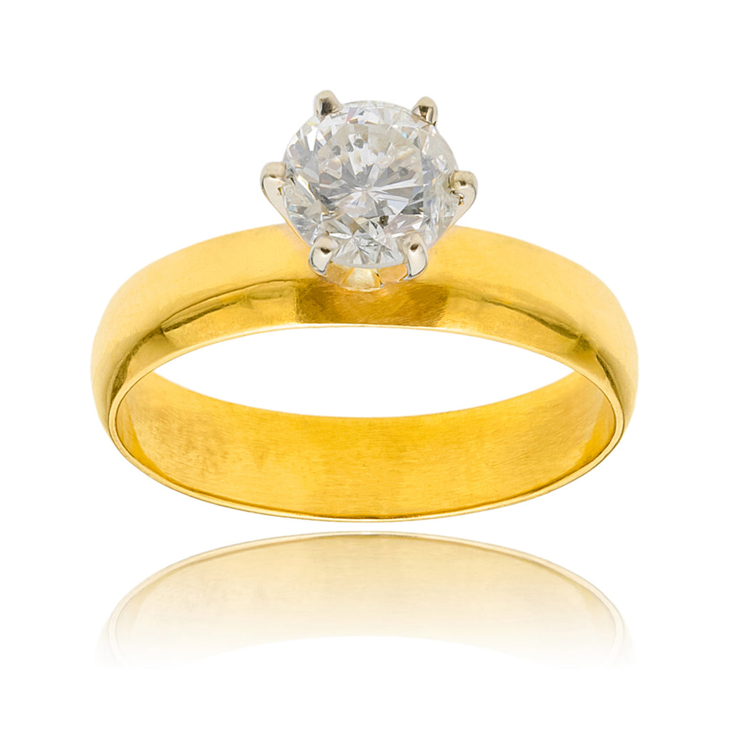 14K Yellow & White Gold 1.00ct Diamond Solitaire Ring Default Title