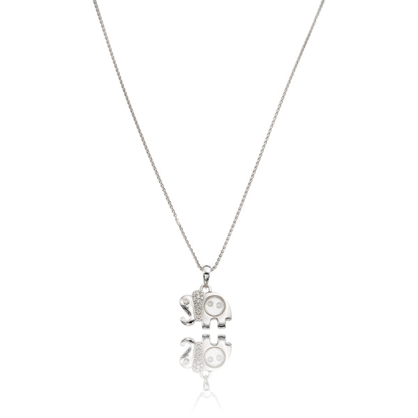 18K White Gold Floating Diamond Elephant & 14K White Gold Chain Default Title