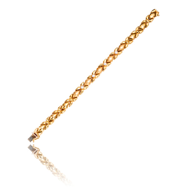 14K Yellow Gold 'X' & 'O' Link Bracelet With Bezel-Set Cubic Zirconia's Default Title