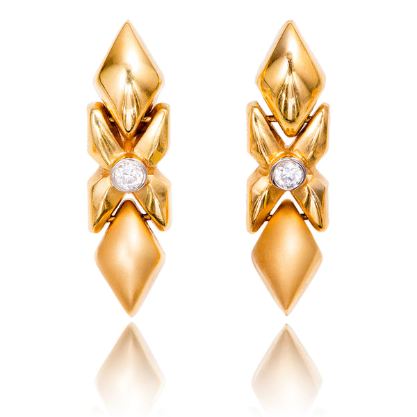 14K Yellow Gold 'X' & 'O' Link  Earrings With Bezel-Set Cubic Zirconia's Default Title