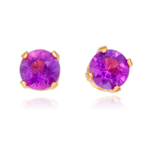 14K Yellow Gold Amethyst Studs Default Title