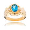 14K Yellow Gold Blue Topaz & Diamond Ring Default Title