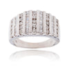 10K White Gold Alternating Baguette & Round Channel-Set Diamond Ring Default Title