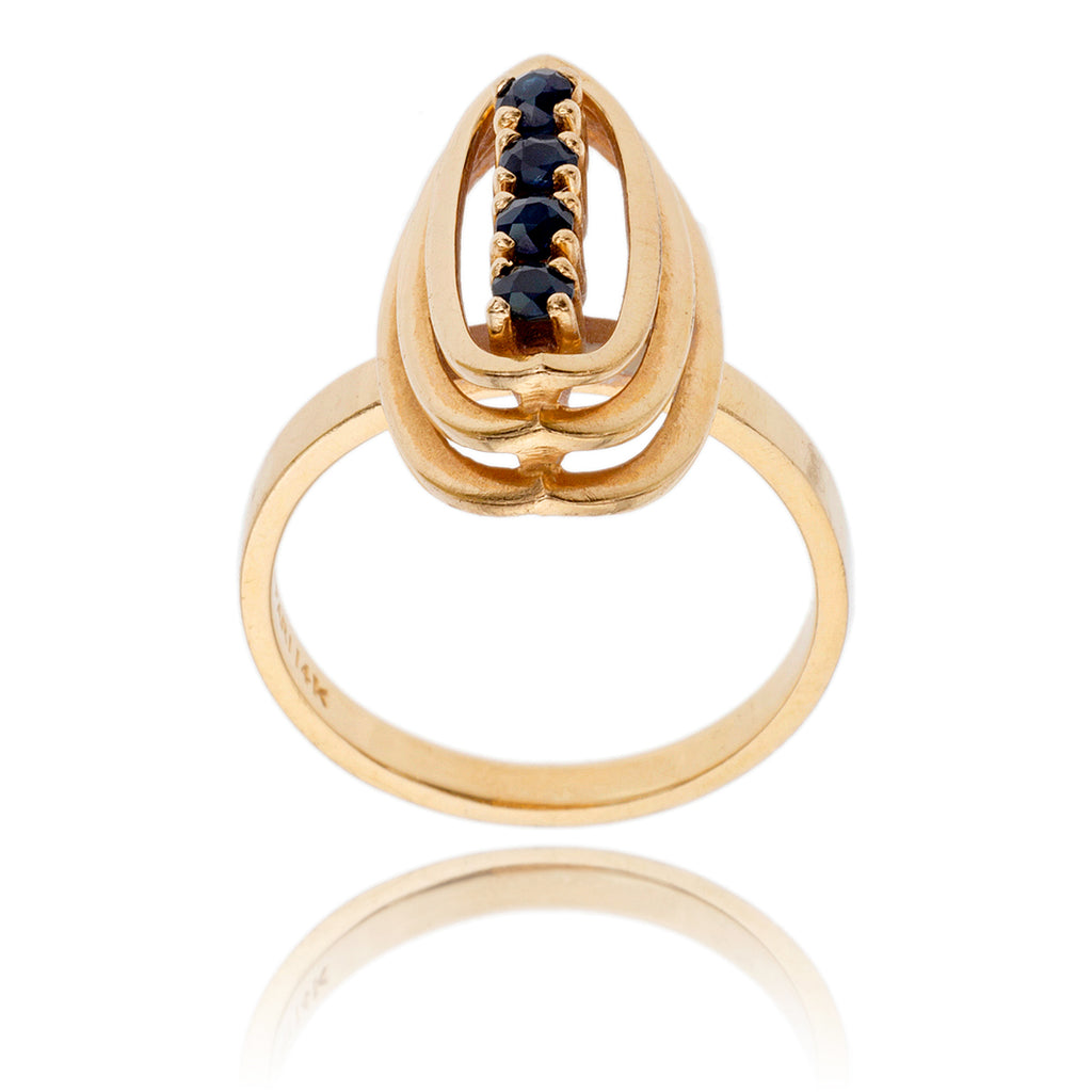 14K Yellow Gold 4-Sapphire Oval Ring Default Title