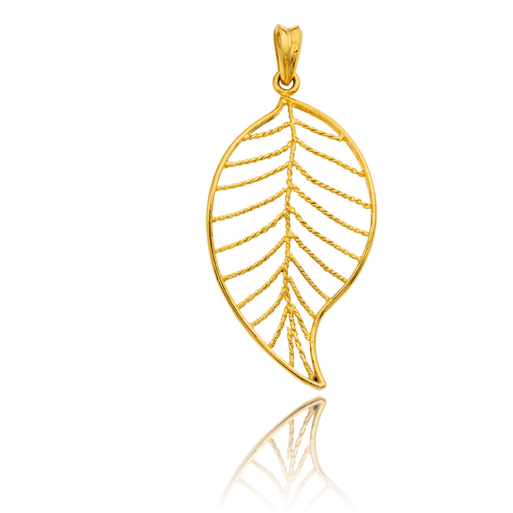 21K Yellow Gold Open Leaf Pendant Default Title