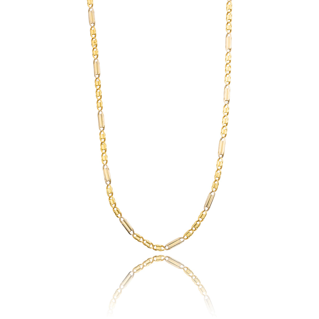 14K Yellow & White 22" Bar Figaro Style Chain Default Title