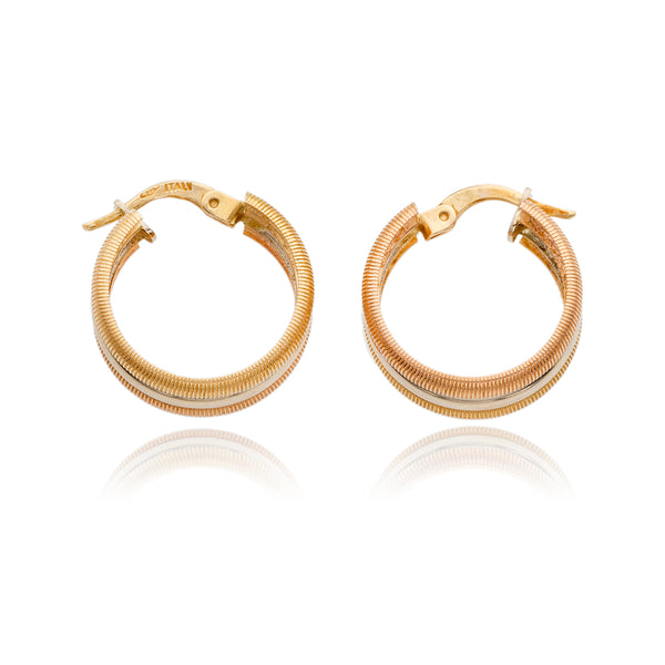 14K Tri-Colour Hoop Earrings Default Title