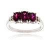 14K White Gold 3-Stone Rhodium Garnet & Diamond Ring Default Title