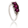 14K White Gold 3-Stone Rhodium Garnet & Diamond Ring Default Title