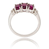 14K White Gold 3-Stone Rhodium Garnet & Diamond Ring Default Title