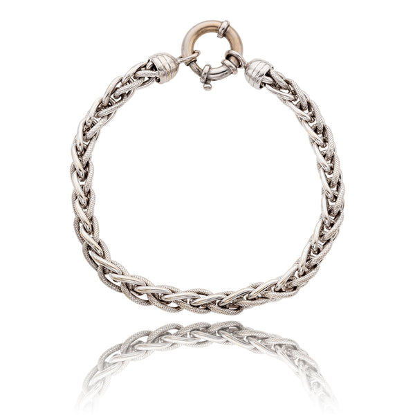 18K White Gold Fancy Link Bracelet Default Title