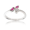 14K White Gold Ruby & Diamond Flower Ring Default Title