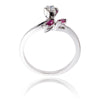 14K White Gold Ruby & Diamond Flower Ring Default Title