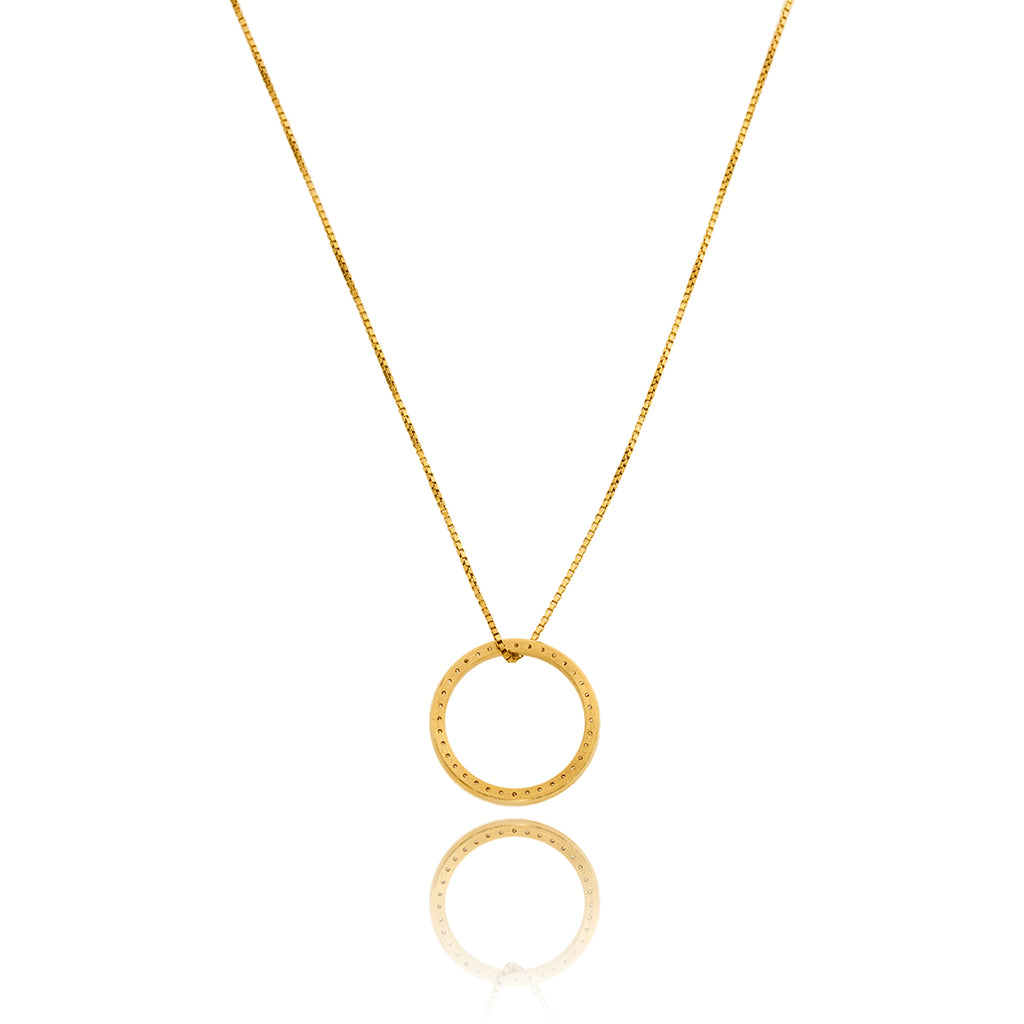 Custom 18K Yellow Gold Diamond Circle Pendant With  Chain,  .54ctw Default Title