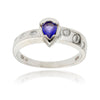 14K White Gold Pear Tanzanite & Gypsy-Set Diamond Ring Default Title