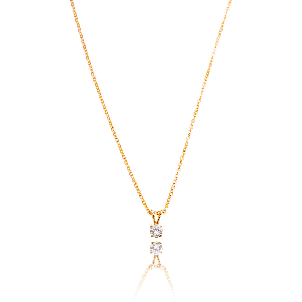 14K Yellow Gold  4-Prong Diamond Pendant With Gold Chain, 0.29 Carat Total Diamond Weight Default Title