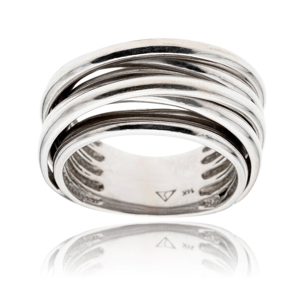 14K White Gold Multi Row Bar Ring Default Title