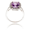 10K White Gold Square Amethyst & Cubic Zirconia Ring Default Title