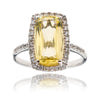 10K White Gold Rectangular Yellow Stone & Cubic Zirconia Ring Default Title