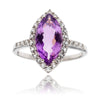 10K White Gold Marquise Amethyst & Cubic Zirconia Ring Default Title