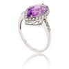 10K White Gold Marquise Amethyst & Cubic Zirconia Ring Default Title