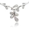 18K White Gold Fancy Leaf Design Necklace With Cubic Zirconia's Default Title