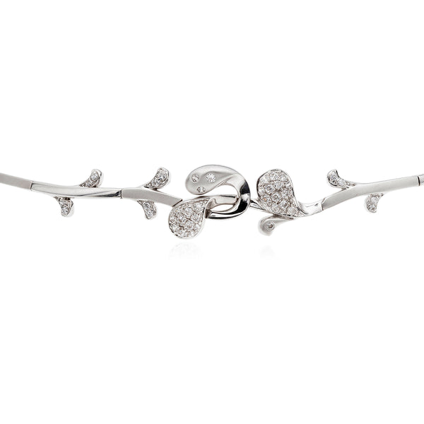 18K White Gold Fancy Leaf Design Bracelet With Cubic Zirconia's Default Title