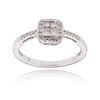 14K White Gold Princess Cut Diamond Halo Ring, 0.26Ctw Default Title