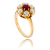 10K Yellow Gold Pearl & Garnet Cluster Ring Default Title