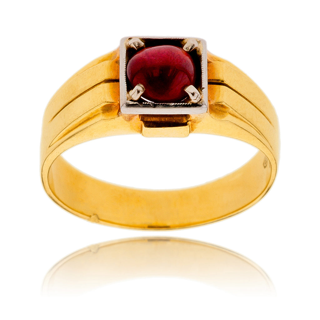 14K Yellow Gold Cabochon Garnet Ring Default Title