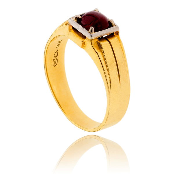 14K Yellow Gold Cabochon Garnet Ring Default Title