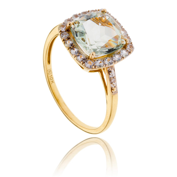 10K Yellow Gold Prestolite Quartz & Diamond Ring Default Title